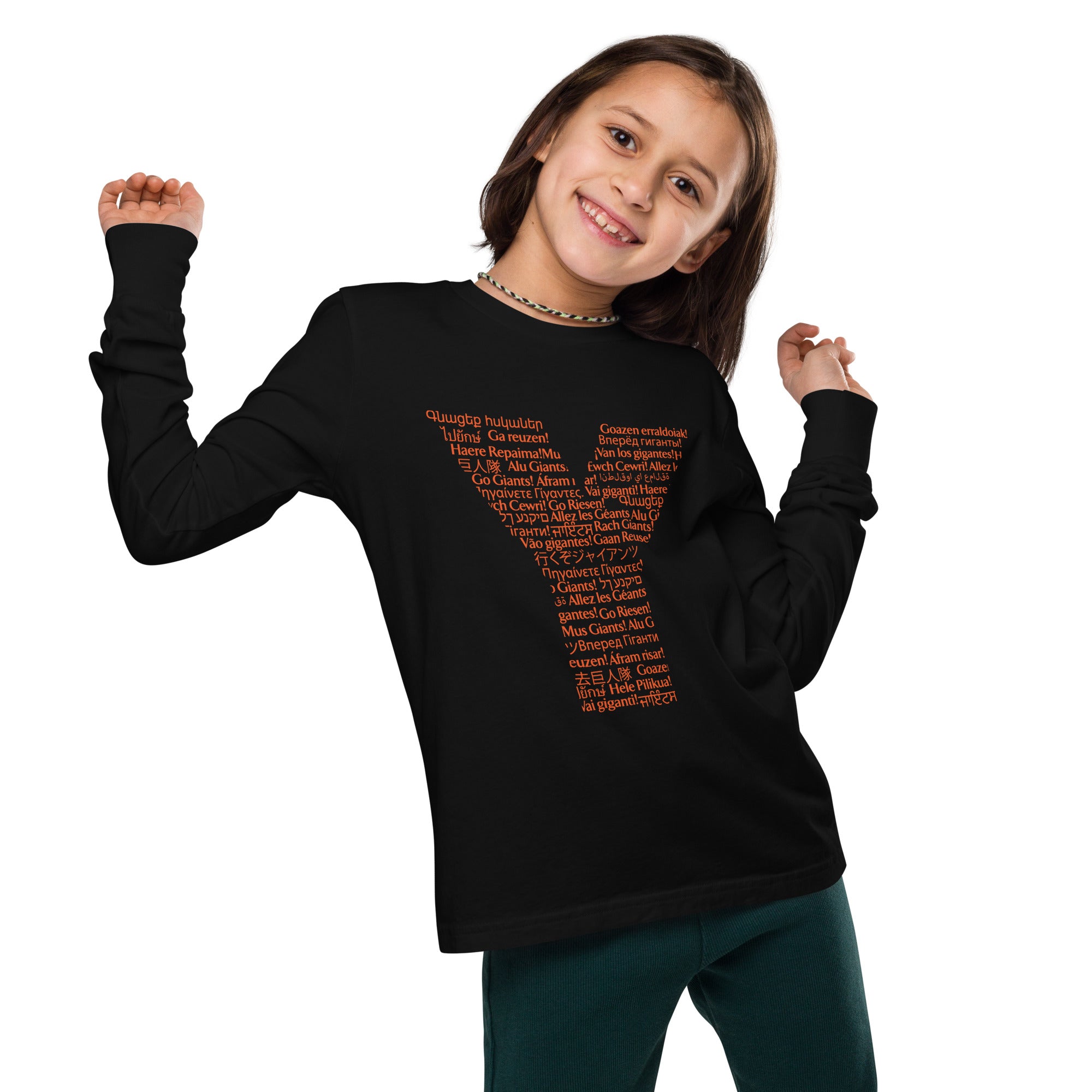 Go Giants Language Youth long sleeve tee